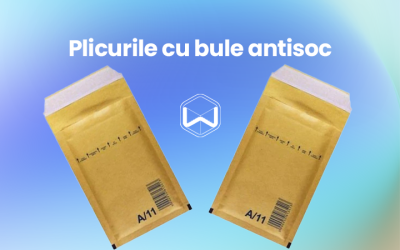 Poza cu 2 plicuri cu bule antisoc si logo-ul woot.ro